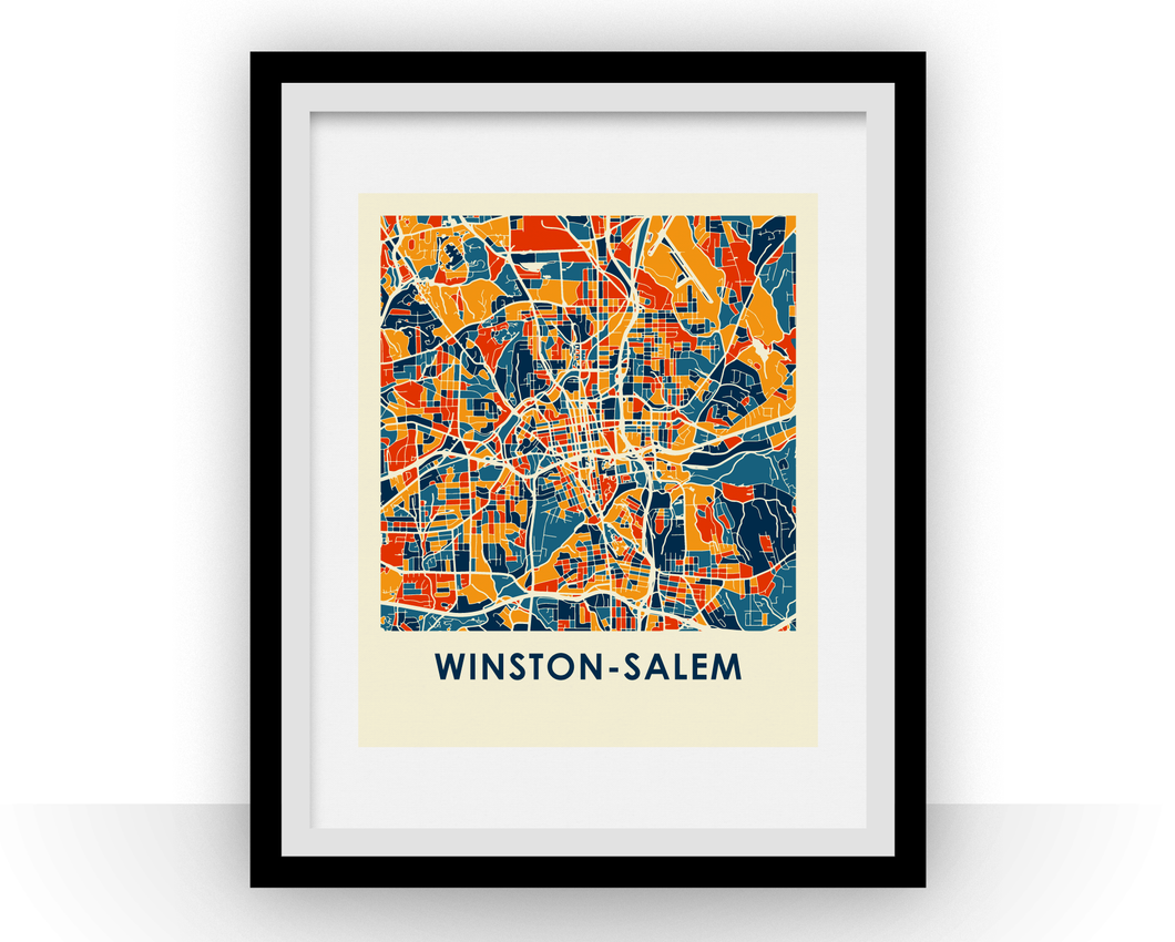 Winston-Salem Map Print - Full Color Map Poster