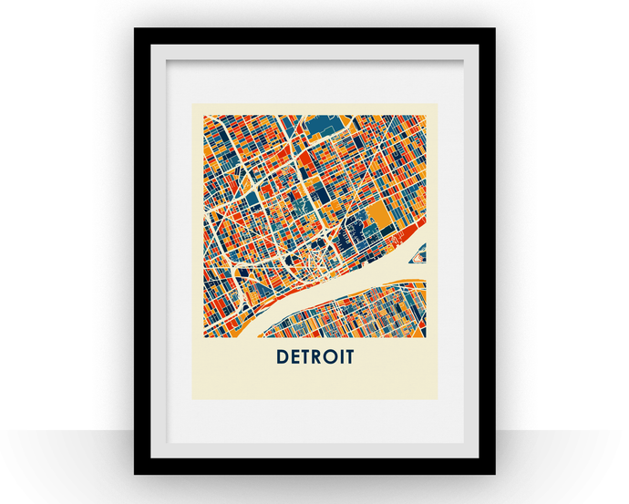 Detroit Map Print - Full Color Map Poster