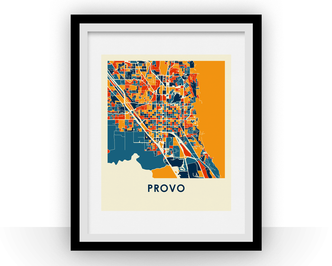 Affiche cartographique de Provo UT - Style Chroma