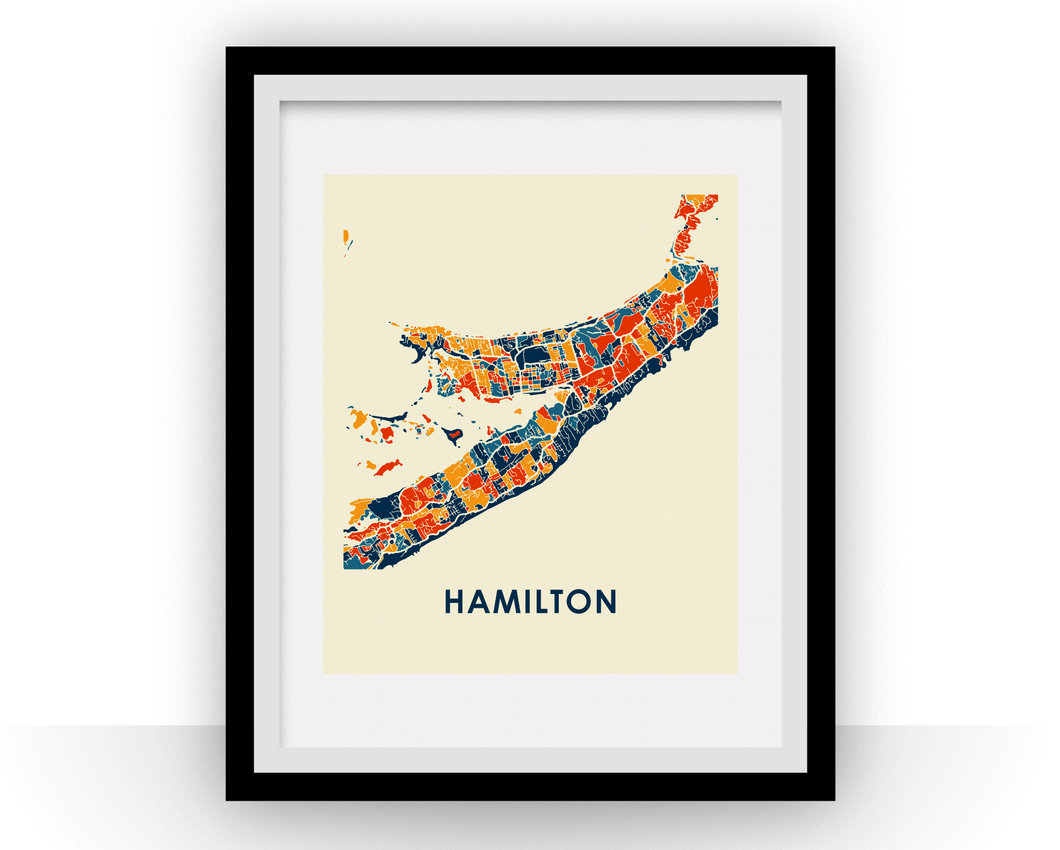 Affiche cartographique de Hamilton Bermuda - Style Chroma