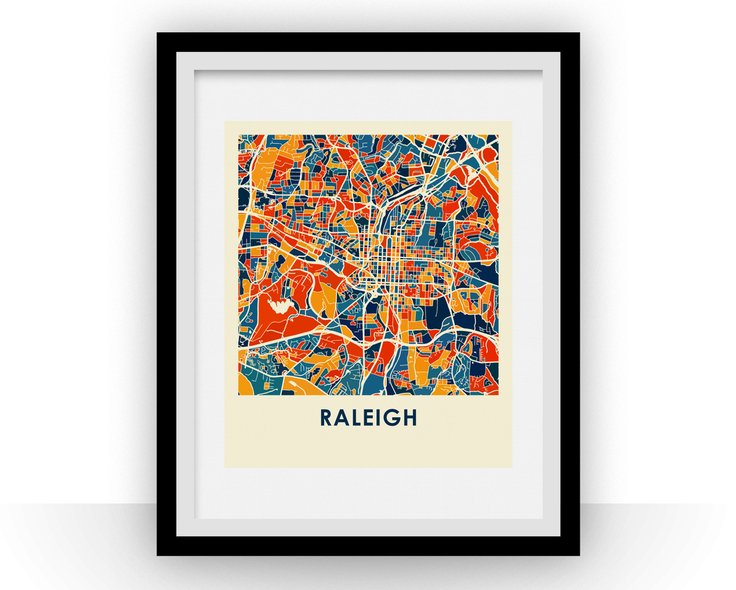 Raleigh Map Print - Full Color Map Poster