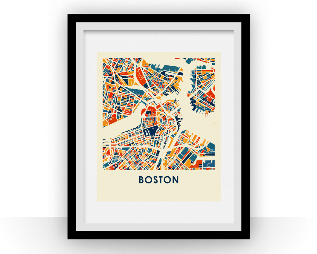 Affiche cartographique de Boston - Style Chroma