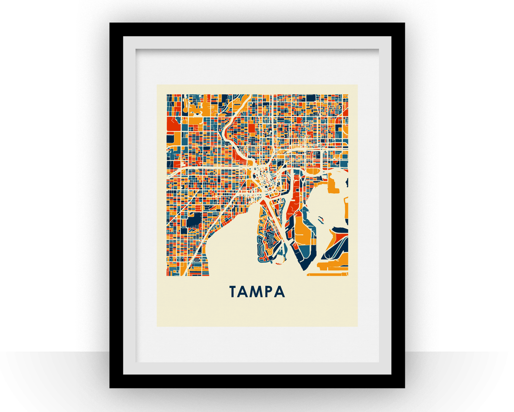 Affiche cartographique de Tampa - Style Chroma