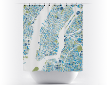 Load image into Gallery viewer, New York Map Shower Curtain - Vivid Red &amp; Blue Colors
