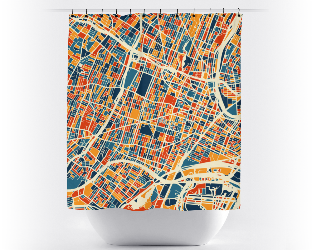 Newark Map Shower Curtain - usa Shower Curtain - Chroma Series