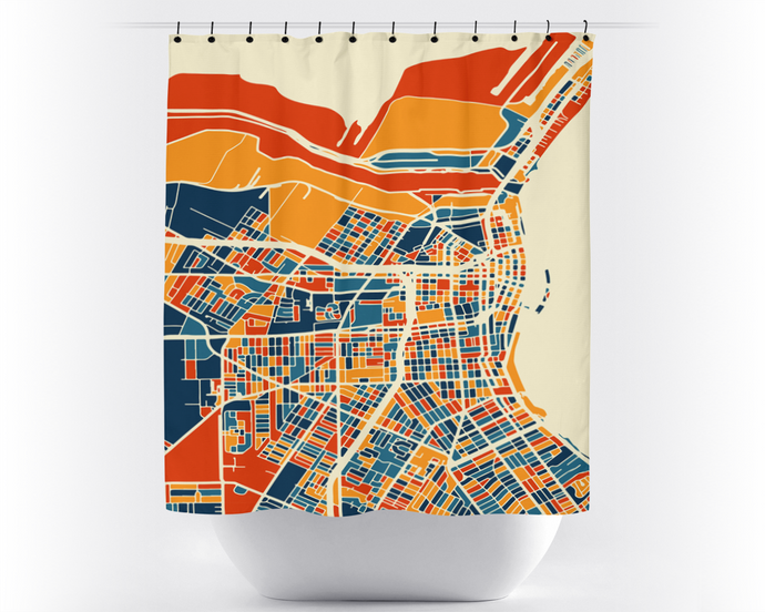 Corpus Christi Map Shower Curtain - usa Shower Curtain - Chroma Series