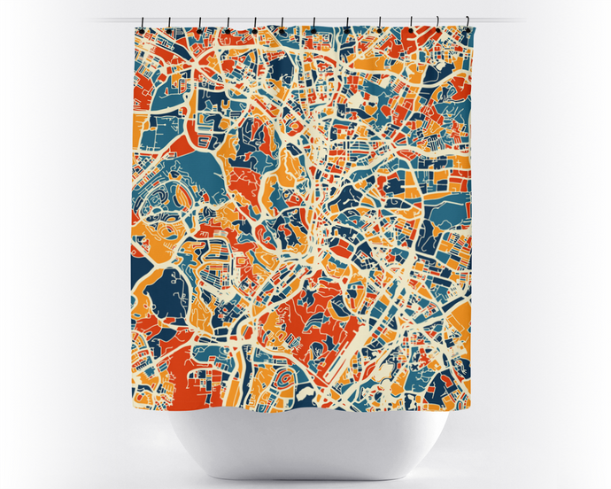 Kuala Lumpur Map Shower Curtain - malaysia Shower Curtain - Chroma Series