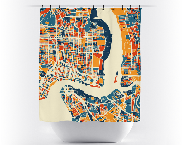 Jacksonville Map Shower Curtain - usa Shower Curtain - Chroma Series