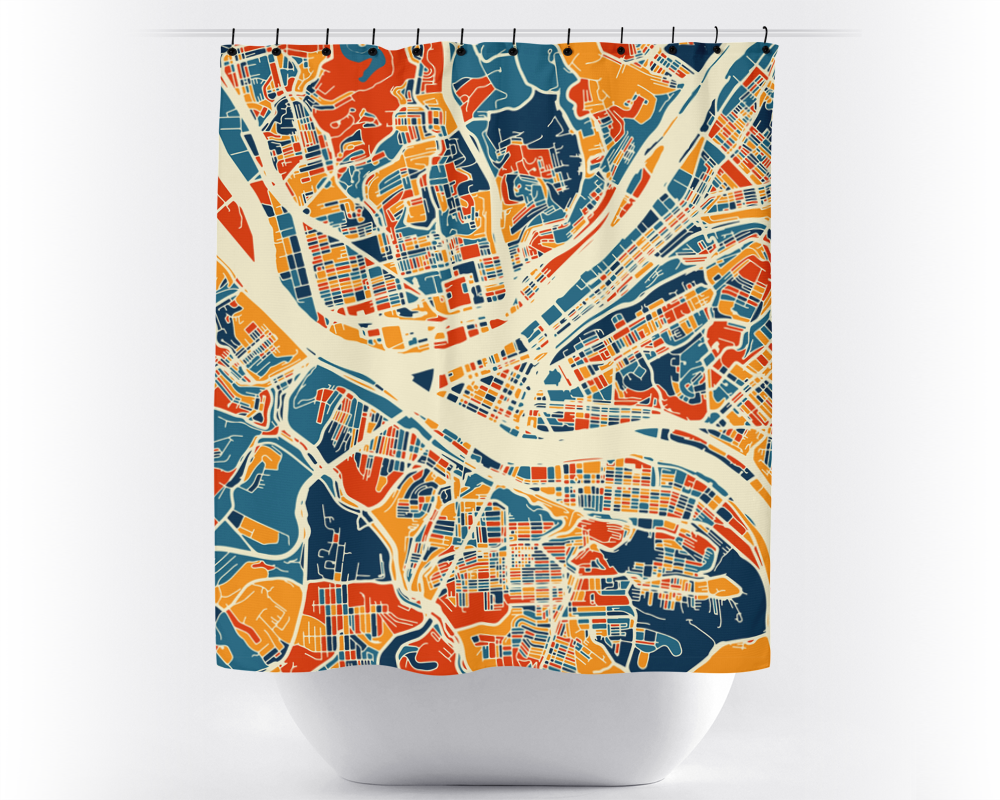 Pittsburgh Map Shower Curtain - usa Shower Curtain - Chroma Series