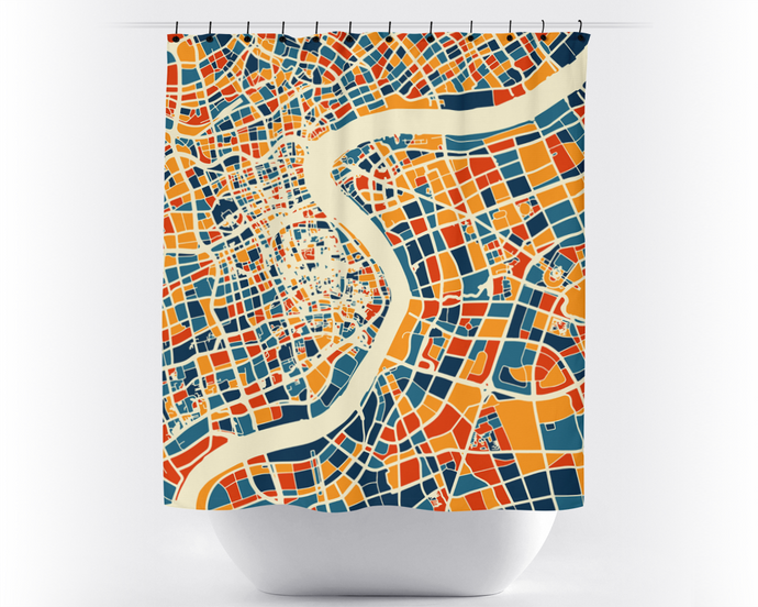 Shanghai Map Shower Curtain - china Shower Curtain - Chroma Series