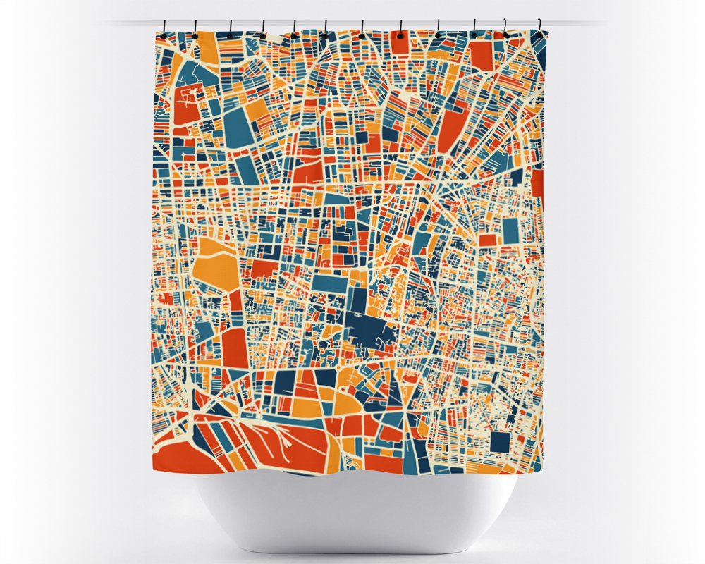 Tehran Map Shower Curtain - iran Shower Curtain - Chroma Series