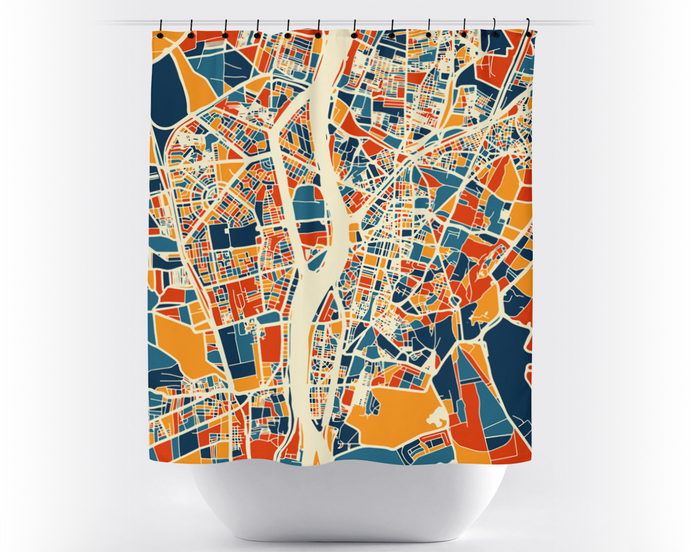 Cairo Map Shower Curtain - egypt Shower Curtain - Chroma Series