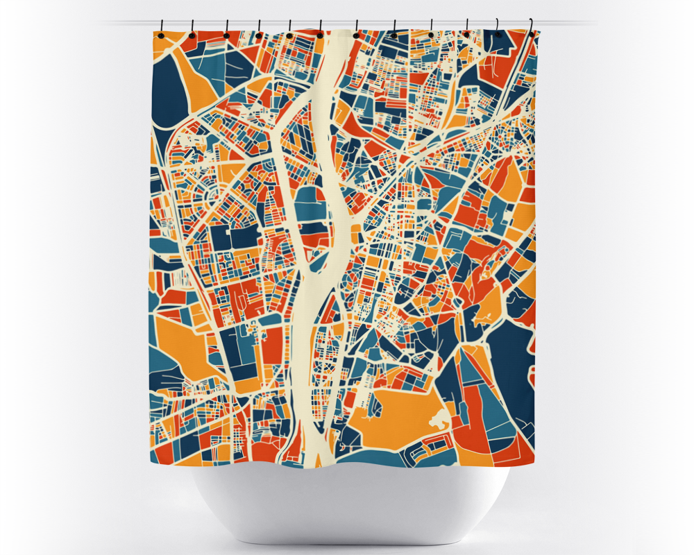 Cairo Map Shower Curtain - egypt Shower Curtain - Chroma Series