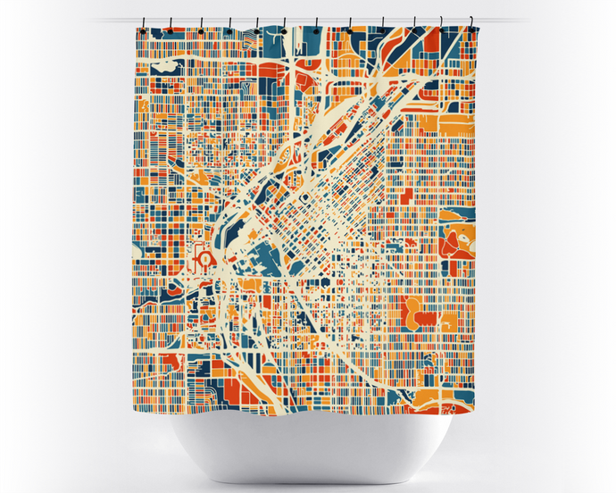 Denver Map Shower Curtain - usa Shower Curtain - Chroma Series
