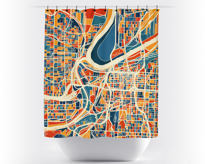 Kansas City Map Shower Curtain - usa Shower Curtain - Chroma Series