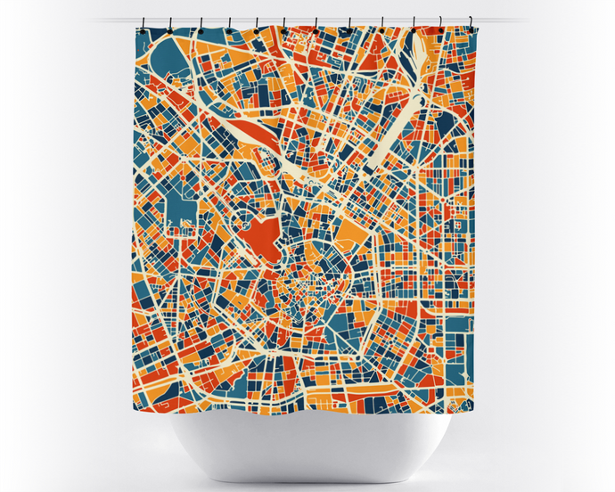 Milan Map Shower Curtain - italy Shower Curtain - Chroma Series