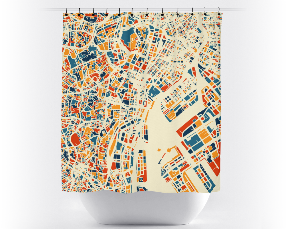 Tokyo Map Shower Curtain - japan Shower Curtain - Chroma Series