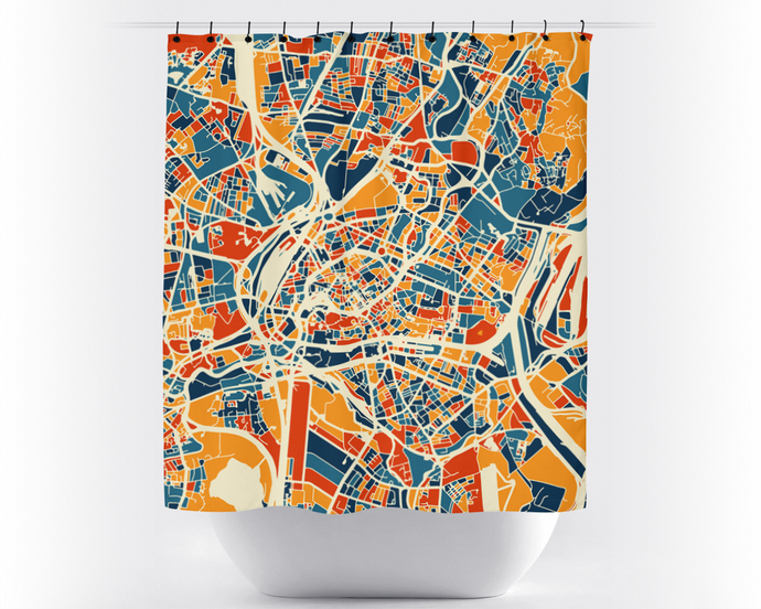 Strasbourg Map Shower Curtain - france Shower Curtain - Chroma Series