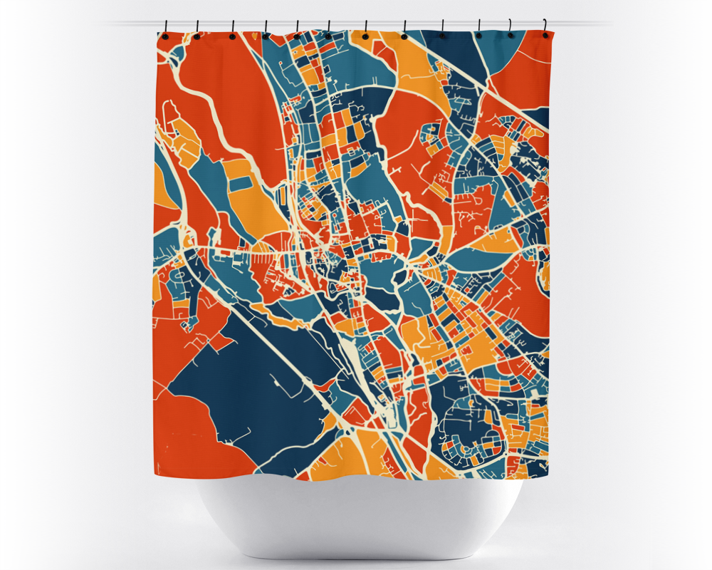 Oxford Map Shower Curtain - uk Shower Curtain - Chroma Series
