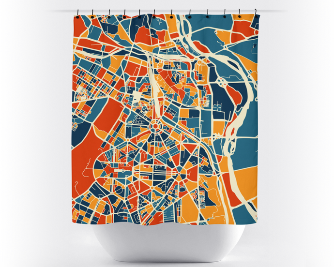 New Delhi Map Shower Curtain - india Shower Curtain - Chroma Series