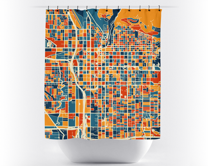 Salt Lake City Map Shower Curtain - usa Shower Curtain - Chroma Series