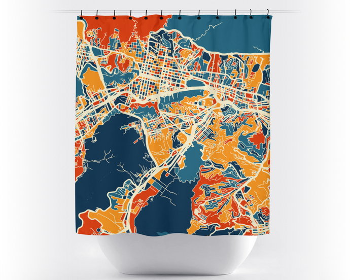 Caracas Map Shower Curtain - venezuela Shower Curtain - Chroma Series