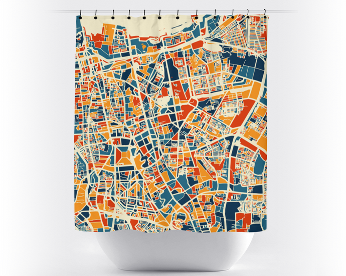 Jakarta Map Shower Curtain - indonesia Shower Curtain - Chroma Series