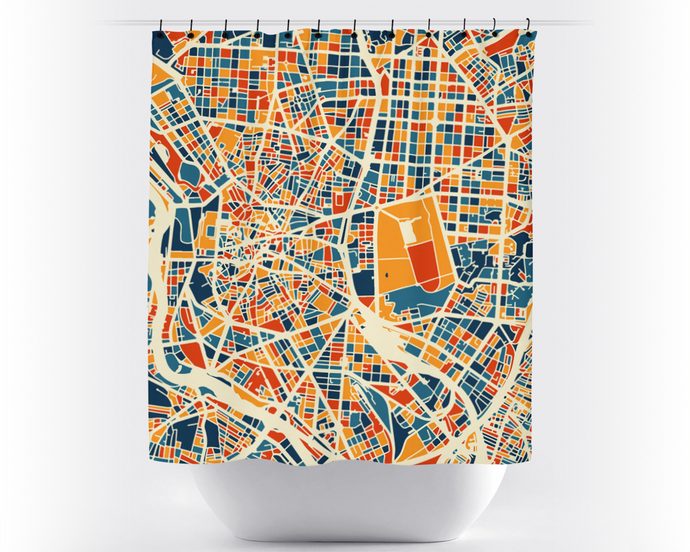 Madrid Map Shower Curtain - spain Shower Curtain - Chroma Series