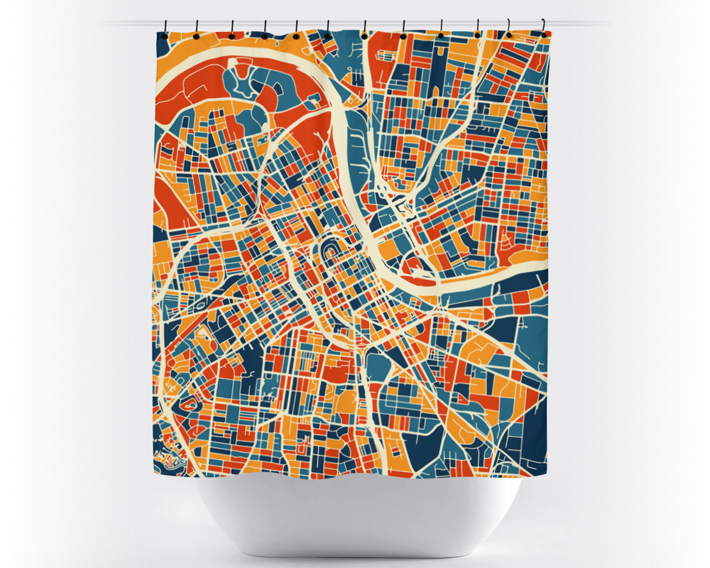 Nashville Map Shower Curtain - usa Shower Curtain - Chroma Series