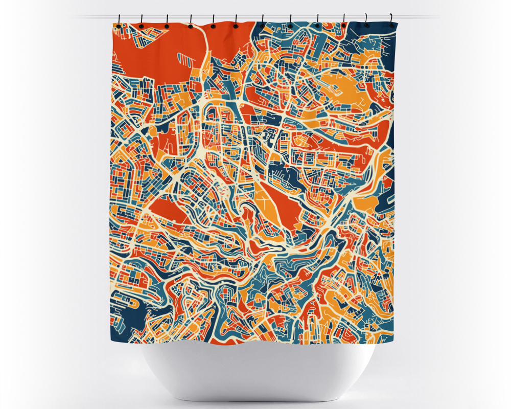 Amman Map Shower Curtain - jordan Shower Curtain - Chroma Series