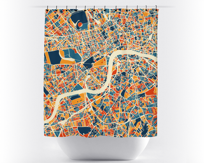 London Map Shower Curtain - uk Shower Curtain - Chroma Series