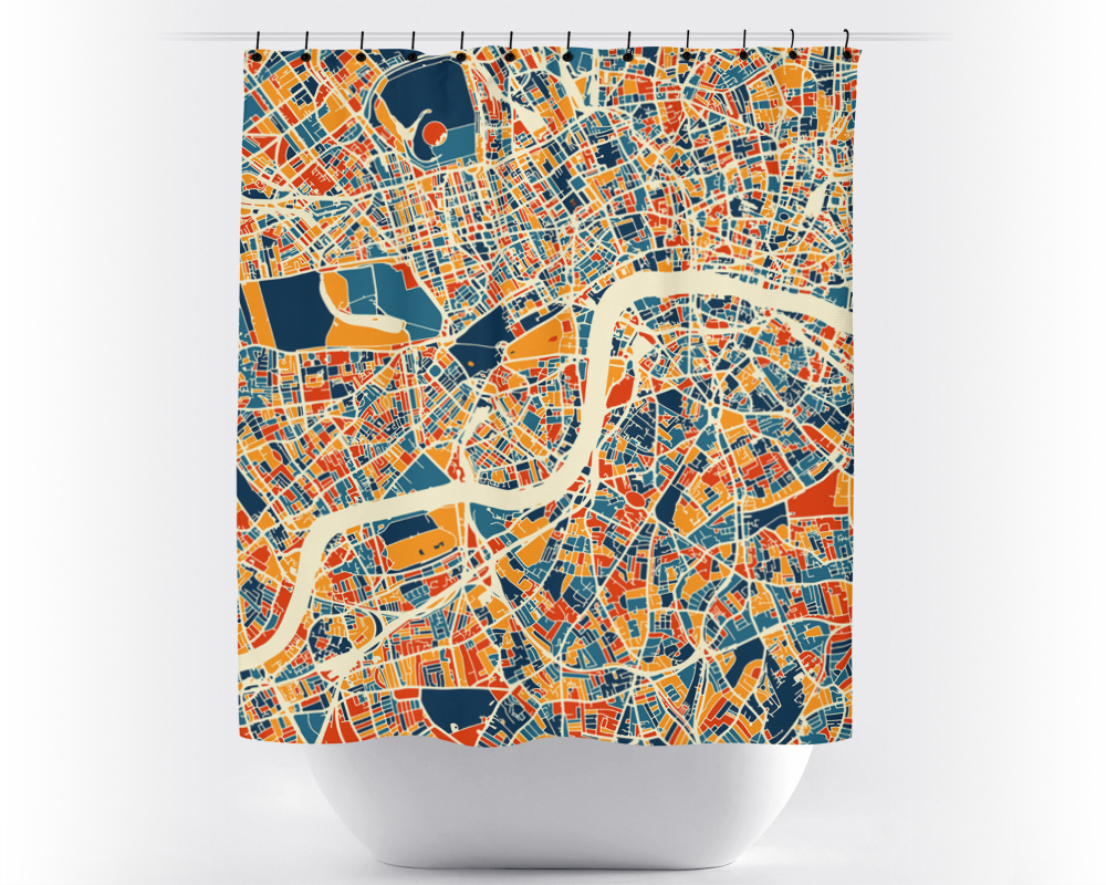 London Map Shower Curtain - uk Shower Curtain - Chroma Series
