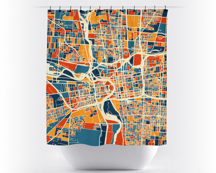 Columbus Map Shower Curtain - usa Shower Curtain - Chroma Series