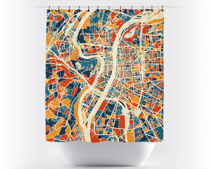 Lyon Map Shower Curtain - france Shower Curtain - Chroma Series