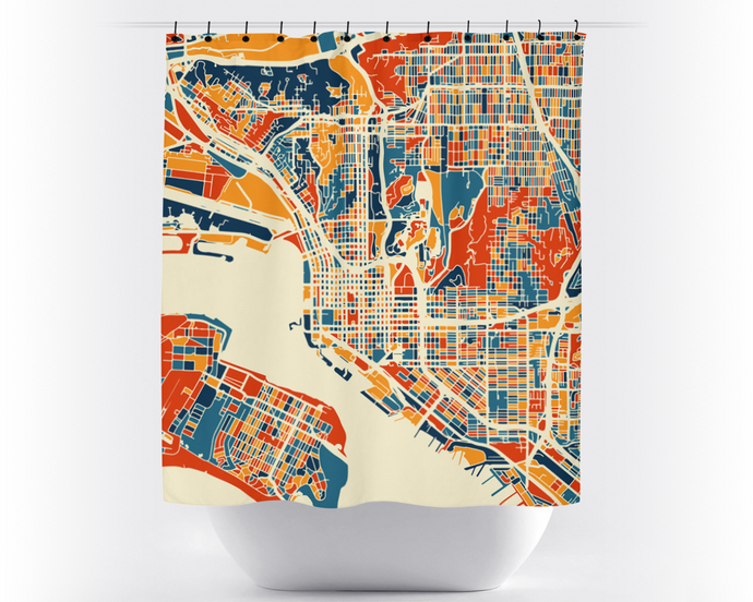 San Diego Map Shower Curtain - usa Shower Curtain - Chroma Series