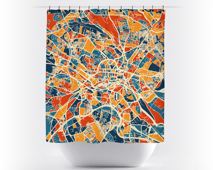 Leeds Map Shower Curtain - uk Shower Curtain - Chroma Series