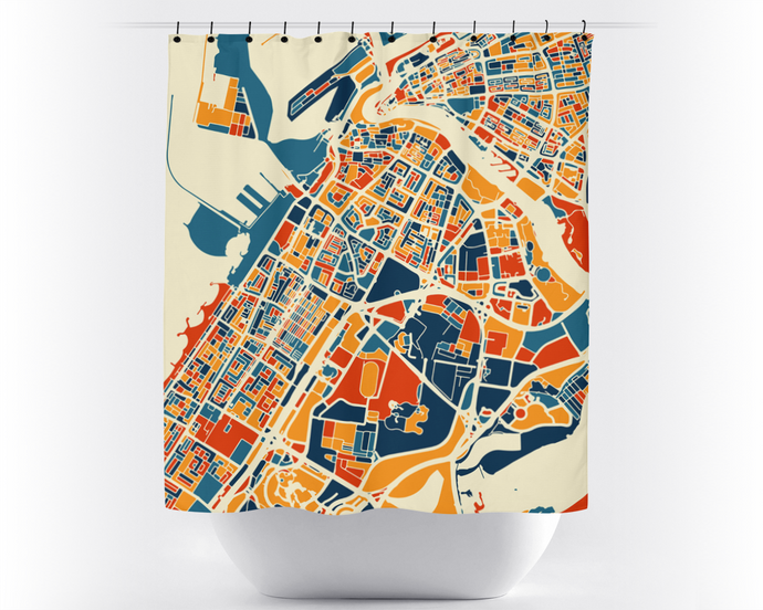 Dubai Map Shower Curtain - uae Shower Curtain - Chroma Series