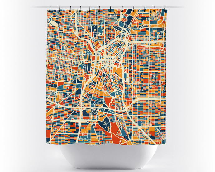 San Antonio Map Shower Curtain - usa Shower Curtain - Chroma Series