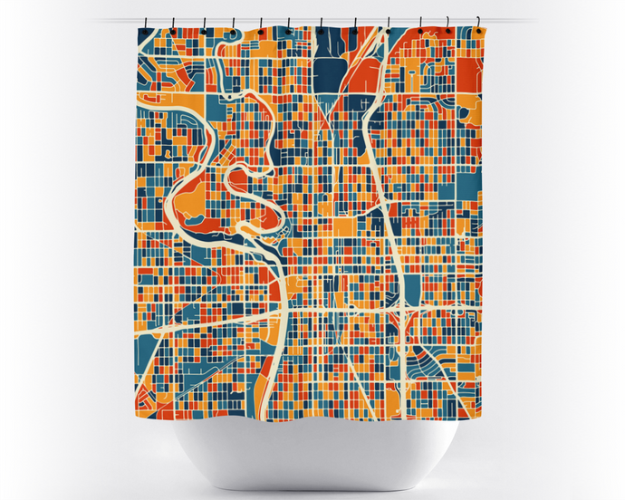 Wichita Map Shower Curtain - usa Shower Curtain - Chroma Series