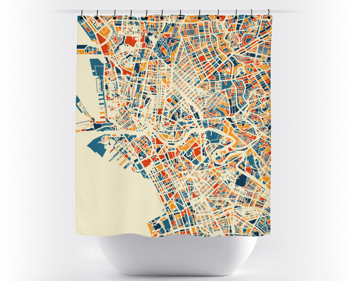Manila Map Shower Curtain - philippines Shower Curtain - Chroma Series