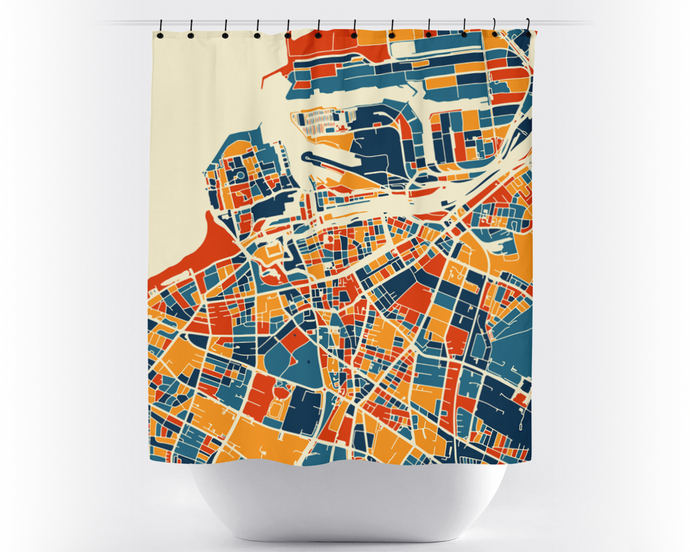 Malmo Map Shower Curtain - sweden Shower Curtain - Chroma Series