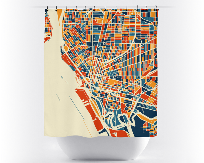Buffalo Map Shower Curtain - usa Shower Curtain - Chroma Series
