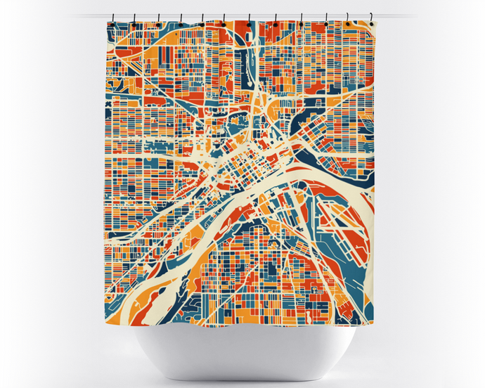 St Paul Map Shower Curtain - usa Shower Curtain - Chroma Series
