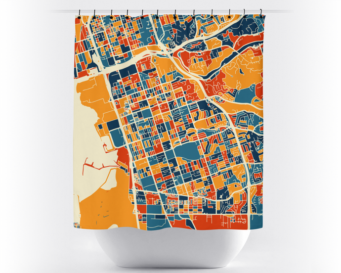 Chula Vista Map Shower Curtain - usa Shower Curtain - Chroma Series