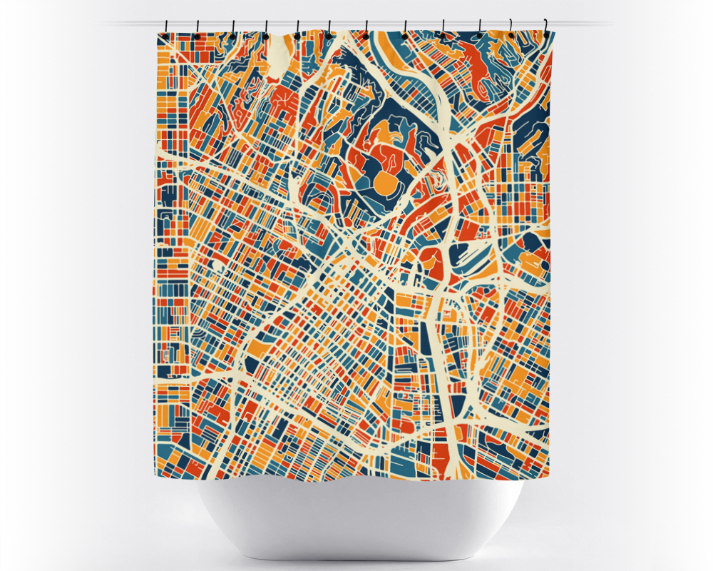 Los Angeles Map Shower Curtain - usa Shower Curtain - Chroma Series