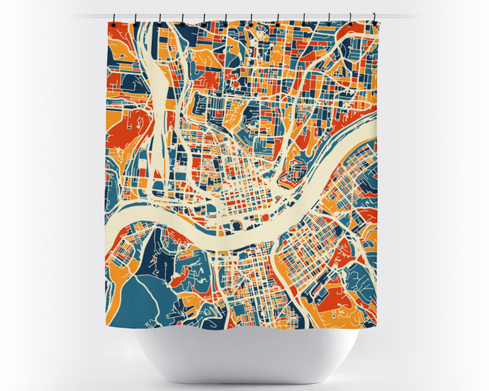 Cincinnati Map Shower Curtain - usa Shower Curtain - Chroma Series