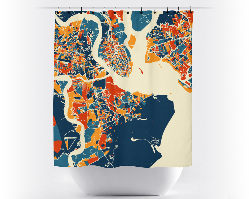Charleston Map Shower Curtain - usa Shower Curtain - Chroma Series