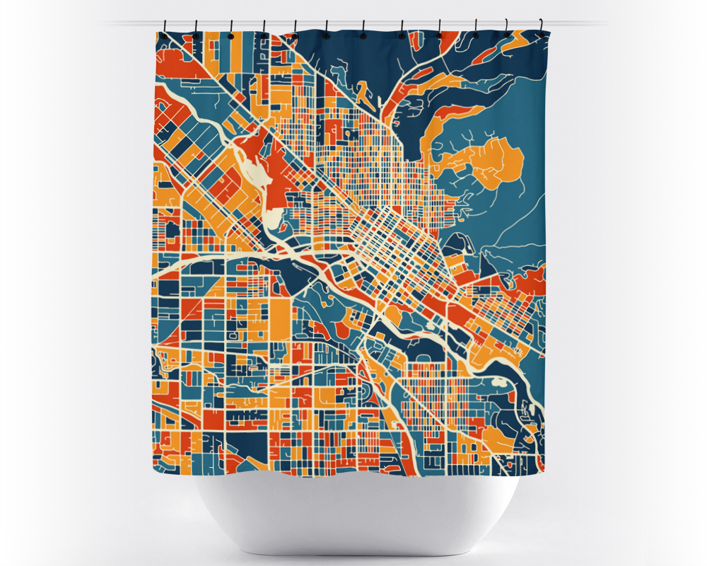 Boise Map Shower Curtain - usa Shower Curtain - Chroma Series