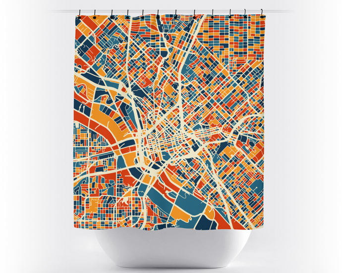 Dallas Map Shower Curtain - usa Shower Curtain - Chroma Series