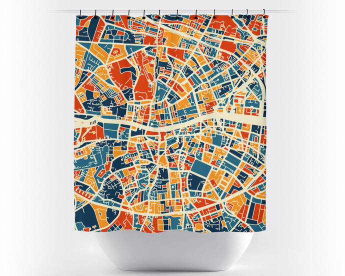 Dublin Map Shower Curtain - ireland Shower Curtain - Chroma Series
